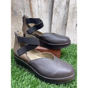 FLY London Bane Brown Copper Leather Platform Ballet Shoes EU38 US Women's 7.5-8